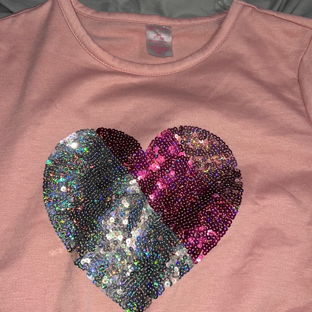 Large (11/13) long sleeve pink shirt with sequins
